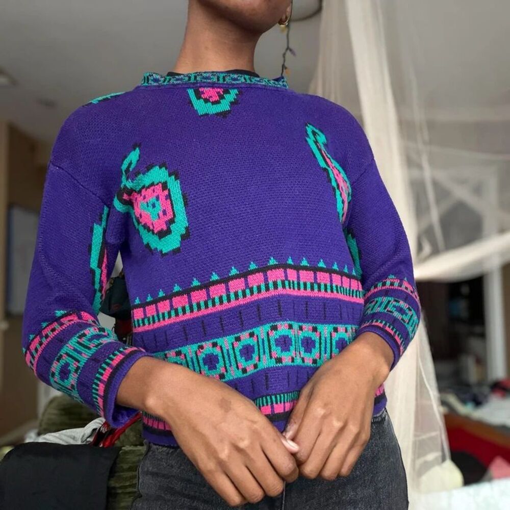 Generra Giovinezza Vintage Blue Paisley Pattern Sweater (Size S)